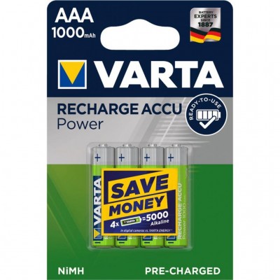 Аккумулятор Varta Power AAA 1000mAh BLI 4 NI-MH