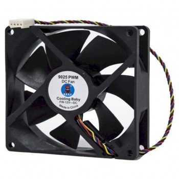 Вентилятор 92 мм Cooling Baby 90x90x25мм HB, 12В, 0,30А 17.6-31.3дБ, 500±100--2100±10%об/мин, 4-pin PWM (9025 PWM)