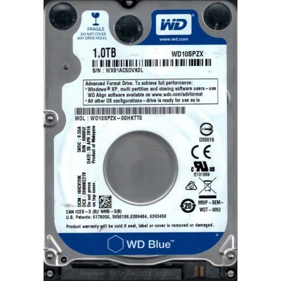 Жесткий Диск 2.5" WD для ноутбука 1Tb 5400rpm 128MB SATAIII (WD10SPZX) гар. 12 мес.