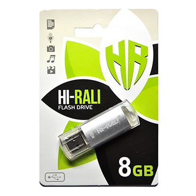 USB флеш 8GB Hi-Rali Rocket Series Silver (HI-8GBVCSL)