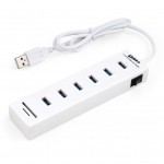 USB-хаб Vinga 6xUSB2.0 + card-reader with switch (VCP2H6USBCRSWWH)