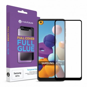 Скло захисне  MakeFuture Samsung A21s Full Cover Full Glue (MGF-SA21S)
