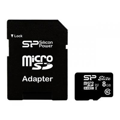 Карта пам'яті MicroSDHC(class 10)  8Gb Silicon Power UHS-I Elite + адаптер (SP008GBSTHBU1V10SP)