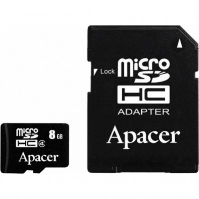 Карта пам'яті MicroSDHC(Class  4)  8Gb Apacer AP8GMCSH4-R 1 адаптер