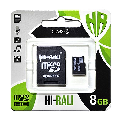 Карта пам'яті MicroSDHC 8GB Class 10 Hi-Rali + SD-adapter (HI-8GBSDCL10-01)