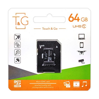 Карта пам'яті MicroSDHC 64GB UHS-I Class 10 T&G + SD-adapter (TG-64GBSDCL10-01)
