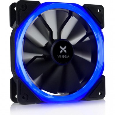 Кулер для корпуса Vinga LED fan-01 blue ; Количество вентиляторов - 1, диаметр вентиляторов - 120 мм, тип подшипника - HDB (гидродинамический), максим