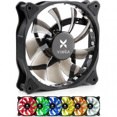 Кулер для корпуса Vinga RGB fan-01 ; Количество вентиляторов - 1, диаметр вентиляторов - 120 мм, тип подшипника - FDB Bearing (гидродинамический), мак