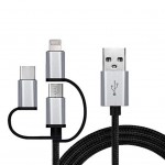 Кабель USB 2.0 AM to 3in1 1.0m Premium black REAL-EL (EL123500035)