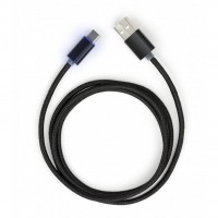 Кабель USB 2.0 AM to Type-C 1m LED black Vinga (VCPDCTCLED1BK)