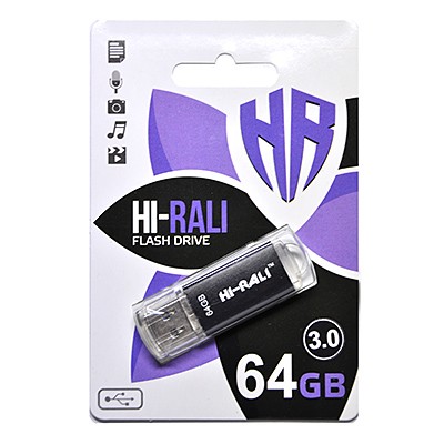 USB флеш 3.0 64GB Hi-Rali Rocket Series Black (HI-64GB3VCBK)