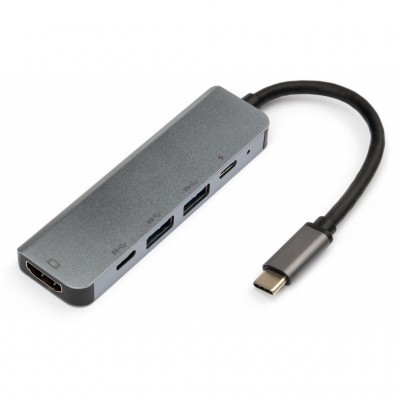 USB-хаб Vinga Type-C to 4K HDMI+USB3.0+2*PD aluminium (VCPHTC5AL)