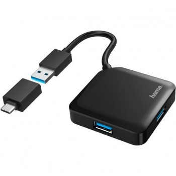 USB-хаб HAMA 4 Ports USB 3.2, USB-C Adapter Black (00200116)