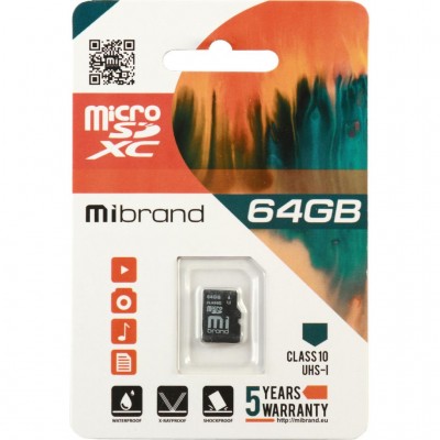 Карта пам'яті 64GB microSDXC class 10 UHS-I Mibrand (MICDXU1/64GB)
