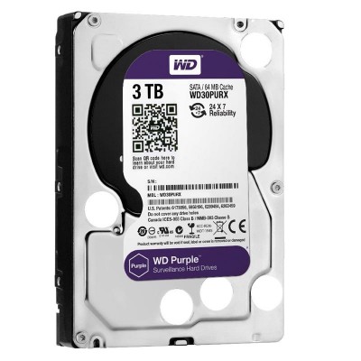 Жорсткий диск SATA 3.0TB WD Purple 5400rpm 64MB (WD30PURX) Refurbished