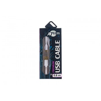 Кабель USB 2.0 AM to microUSB 0.8m Atcom (16123) білий