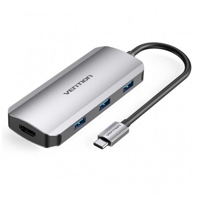 USB-хаб Vention USB3.1 Type-C --> HDMI/USB-C Gen 1/USB 3.0x3/PD 10 (TOFHB)