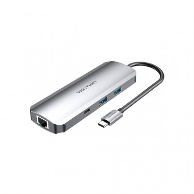 USB-хаб Vention USB3.1 Type-C --> HDMI/USB 3.0x2/RJ45/USB-C/SD/TF/ (TOMHB)