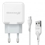 Зарядний пристрій Grand-X CH-03UMB (5V/2,1A + DC cable Micro USB) White