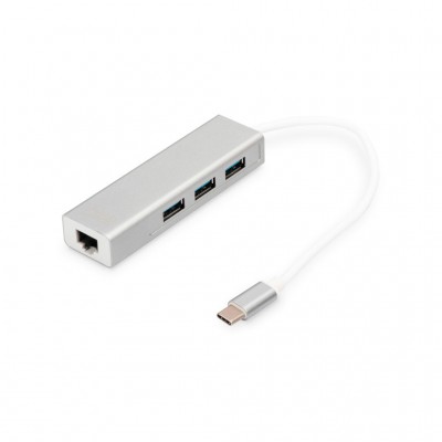 USB-хаб DIGITUS USB-C - USB 3.0 3 Port Hub + Gigabit Ethernet (DA-70255)