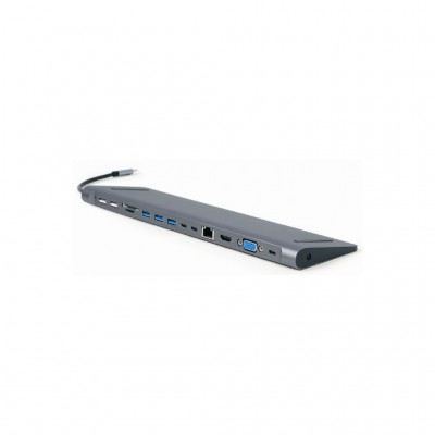 USB-хаб Cablexpert USB-C 9-in-1 (Hub/HDMI/VGA/PD/card-reader/lan/audi (A-CM-COMBO9-01)
