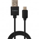 Кабель USB 2.0 AM to Type-C 1.0m 3A 18W PVC black Vinga (VCPUSBTC3ABK)