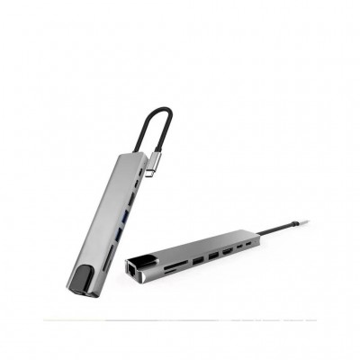 USB-хаб XoKo Type-C to RJ45+HDMI+2xUSB 3.0+ TF,SD reader+ PD Ty (XK-AC550-SL)