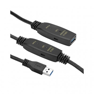 Адаптер USB 3.0 AM - AF, 10 m, active PowerPlant (CA912858)