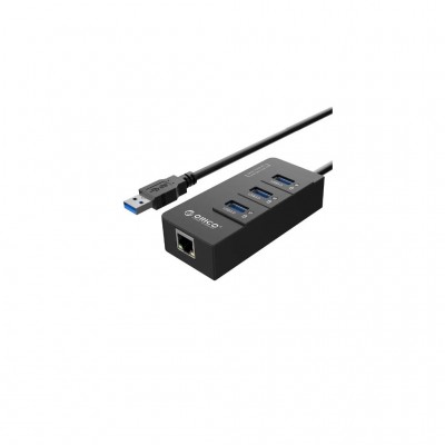 USB-хаб Orico USB 3.0 3 port + RJ45 (HR01-U3-V1-BK-BP) (CA912742)
