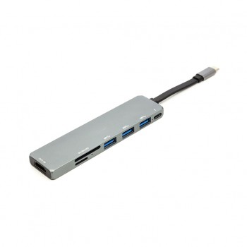 USB-хаб Power Plant USB 3.1 Type-C to USB Hub, HDMI, Card Reader (SD, (CA912094)