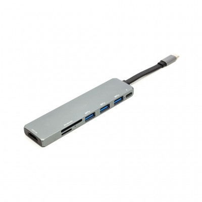 USB-хаб Power Plant USB 3.1 Type-C to USB Hub, HDMI, Card Reader (SD, (CA912094)