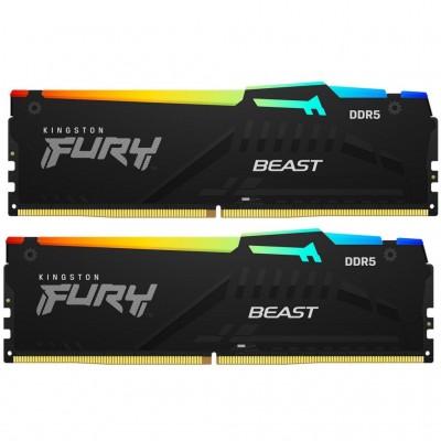 Пам'ять DDR5 16GB (2x8GB) 5200 MHz FURY Beast RGB Kingston Fury (ex.HyperX) KF552C40BBAK2-16