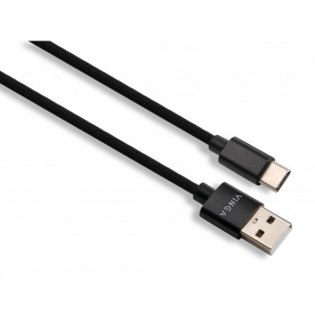 Кабель USB 2.0 AM to Type-C 1m nylon black Vinga (VCPDCTCNB1BK)