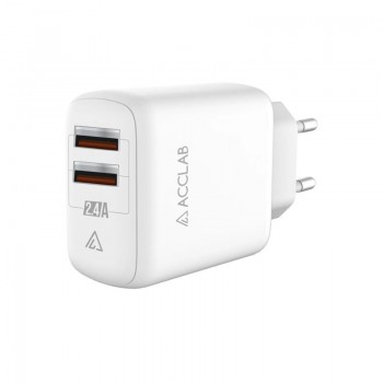 Зарядний пристрій AccLab AL-TC224 2*USB 2.4A 12W White (1283126538834)
