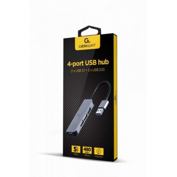 USB-хаб Cablexpert USB-A to 1 х USB 3.1 Gen1 (5 Gbps), 3 х USB 2.0 (UHB-U3P1U2P3-01)