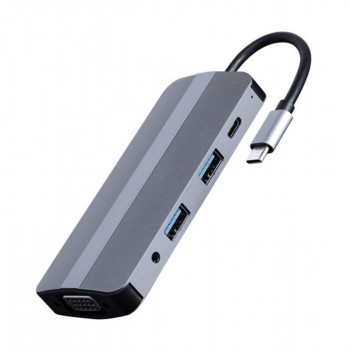 USB-хаб Cablexpert USB-C 8-in-1 (USB hub 3.0/HDMI//VGA/PD/CR/stereo a (A-CM-COMBO8-02)