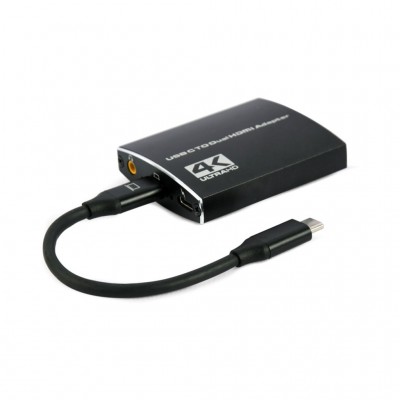 USB-хаб Cablexpert USB-C to 2 HDMI (2 ind. screens)/PD/Аudio 3.5mm (A-CM-HDMIF2-01)