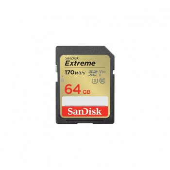 Карта пам'яті SD 64GB SD class 10 UHS-I U3 V30 Extreme SANDISK (SDSDXV2-064G-GNCIN)