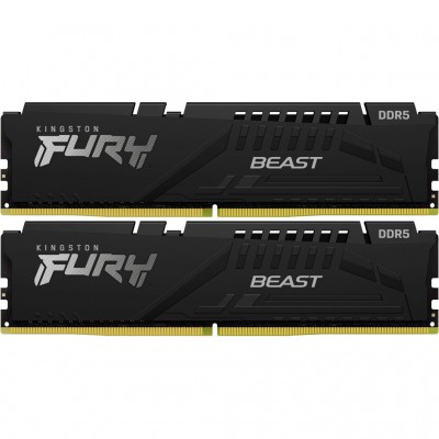 Пам'ять DDR5 64GB (2x32GB) 5600 MHz FURY Beast Black Kingston Fury (ex.HyperX) KF556C40BBK2-64