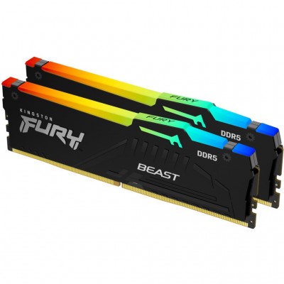 Пам'ять DDR5 64GB (2x32GB) 5600 MHz FURY Beast RGB Kingston Fury (ex.HyperX) KF556C40BBAK2-64