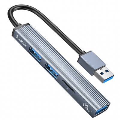 USB-хаб Orico USB-A to USB3.0, 2xUSB2.0, TF (AH-A12F-GY-BP) (CA913770)