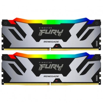 Пам'ять DDR5 32GB (2x16GB) 6400 MHz Renegade Silver RGB Kingston Fury (ex.HyperX) KF564C32RSAK2-32