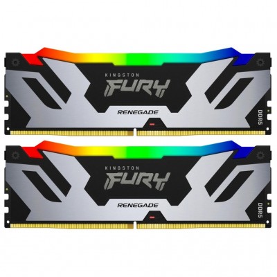 Пам'ять DDR5 32GB (2x16GB) 6400 MHz Renegade Silver RGB Kingston Fury (ex.HyperX) KF564C32RSAK2-32