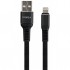 Кабель USB 2.0 AM to Lightning 1.0m flat nylon black Vinga (VCPDCLFNB1BK)