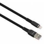 Кабель USB 2.0 AM to Lightning 1.0m flat nylon black Vinga (VCPDCLFNB1BK)