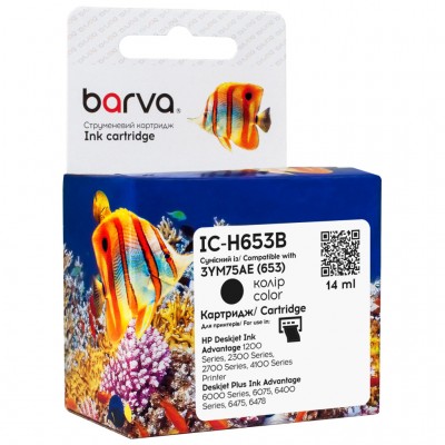 Картридж HP 653 black/3YM75AE, 14 мл (IC-H653B) BARVA