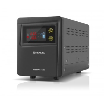 Джерело безперебійного живлення Real-El  RESERVE-500 EL122100003 Правильна ЧИСТА синусоїда  В~160 – 265  300 Вт для КОТЛА, телевізора