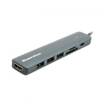 USB-хаб Power Plant USB Type-C to HDMI, 3x USB Type-A, SD, TF, USB Typ (CA913848)