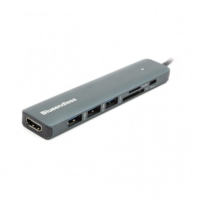 USB-хаб Power Plant USB Type-C to HDMI, 3x USB Type-A, SD, TF, USB Typ (CA913848)