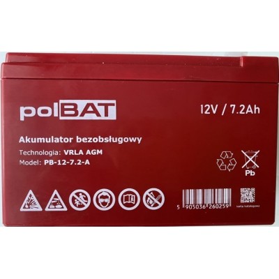 Батарея для ДБЖ PolBAT 12V-7.2Ah (PB-12-7,2-A) AGM